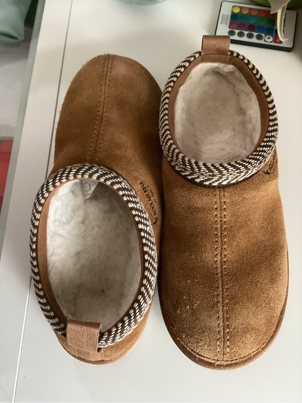 Koolaburra Kids Tan Faux-Shearling Slip-Ons